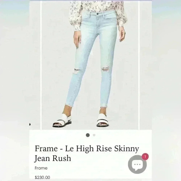 Frame Le High Skinny Distressed Stretch Jeans In Rush Women's Size 28 - Picture 1 of 14